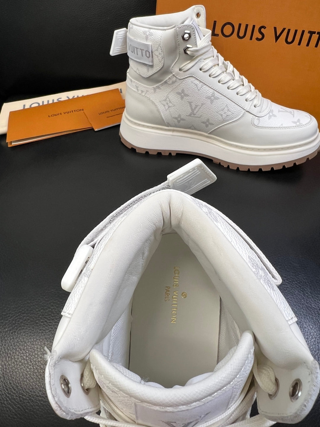 Louis Vuitton White Monogram High-Top Sneakers