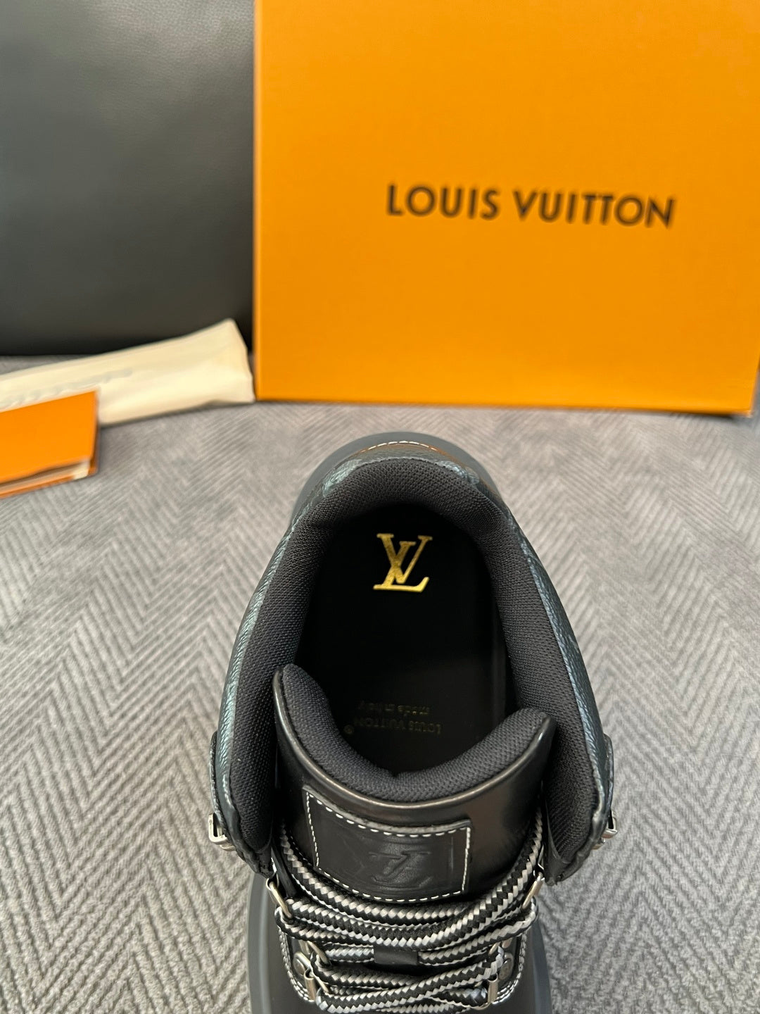 Louis Vuitton Black Lace-Up Work Boots