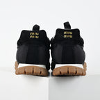 Miu Miu SS25 Quilted Nylon & Suede Sneakers in Black