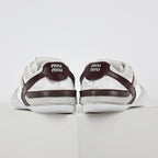 Miu Miu Suede & Satin Trainer Sneakers in White & Brown