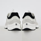 Chanel CC Logo Chunky Dad Sneakers – White Mesh & Suede with Black Rubber Accents