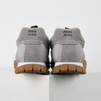 Miu Miu SS25 Quilted Nylon & Suede Sneakers in Grey