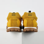 Miu Miu SS25 Quilted Nylon & Suede Sneakers in Yellow