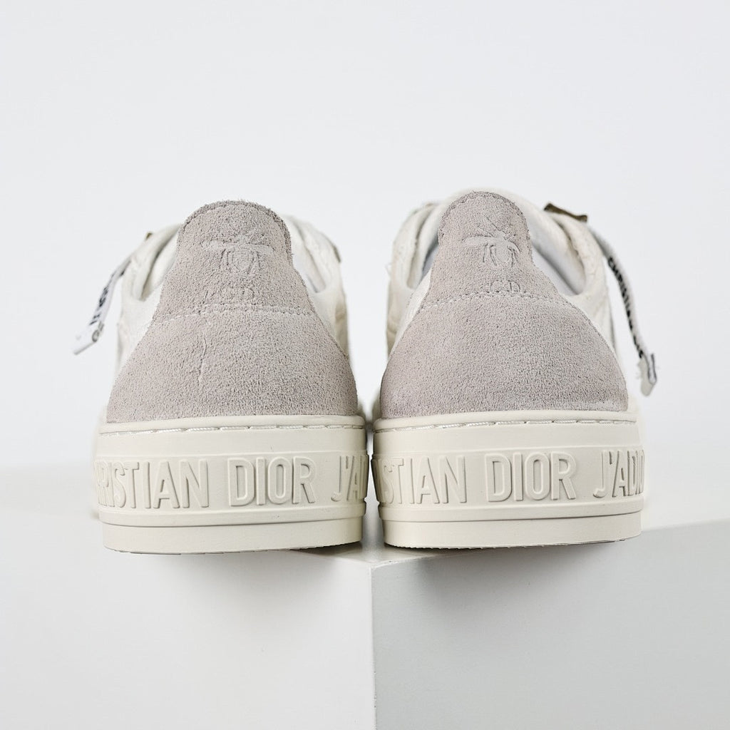 Dior Walk'n'Dior Low-Top Sneakers – White Canvas & J'adior Ribbon Laces with Gold Studs