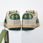 Gucci Screener Low-Top Sneakers – Distressed GG Supreme Canvas with Green Leather Trim