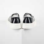Chanel Low-Top Platform Sneakers – Black Patent Leather with Gold CC Lace Charm