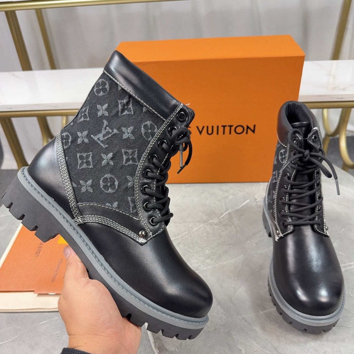 Louis Vuitton LV Trail Sneaker Dark Grey | White Monogram Flower