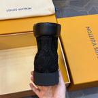 Louis Vuitton × Timberland Black Boots | Embossed Monogram | Waterproof Workwear