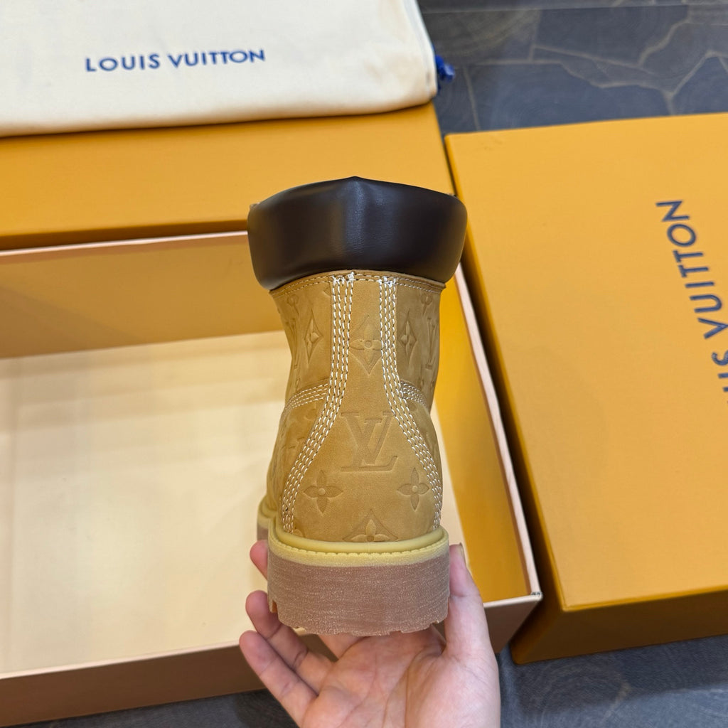Louis Vuitton × Timberland Yellow Boots | Classic Workwear | Embossed Monogram | Waterproof & Slip-Resistant