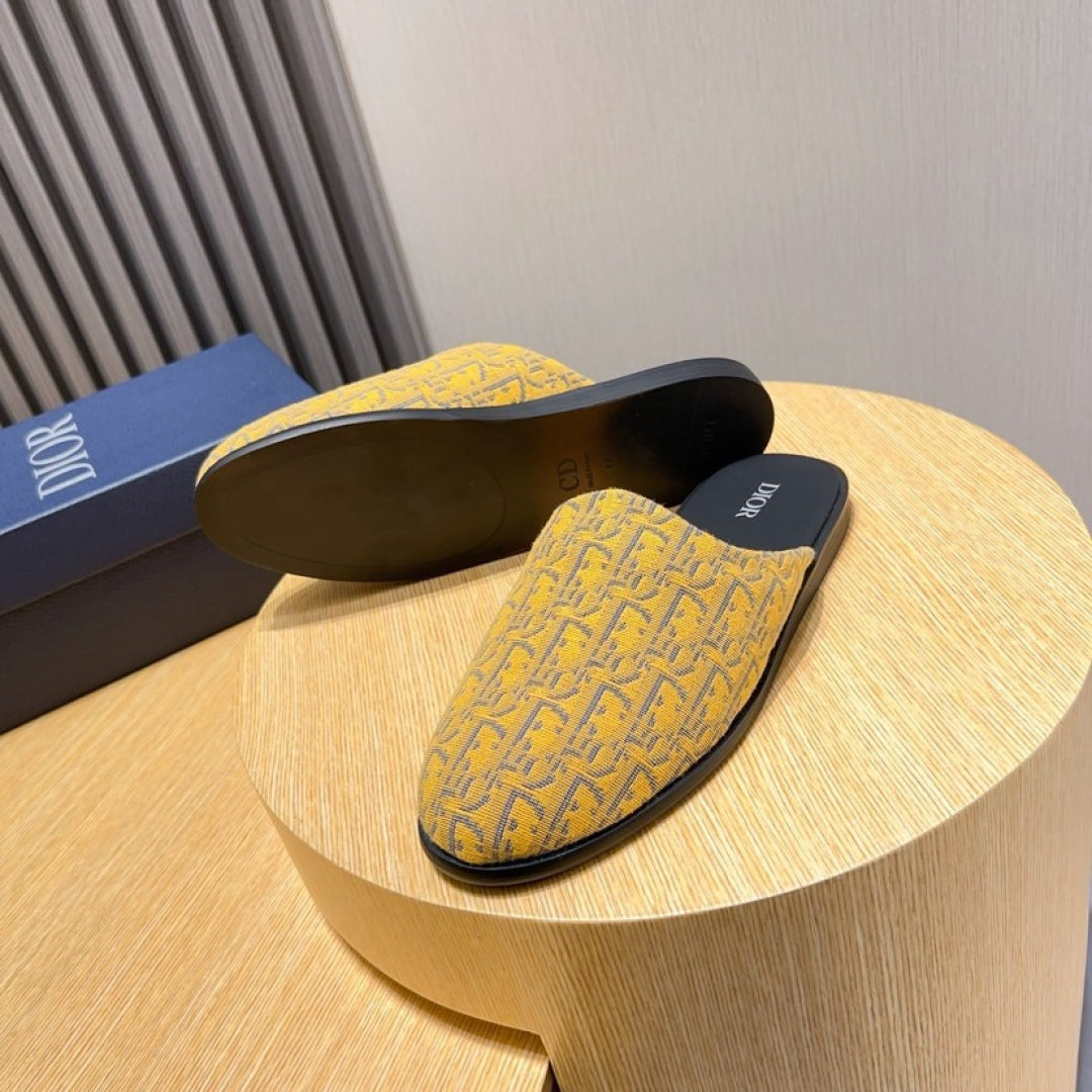 Dior Oblique Slip-On Mules – Yellow & Black