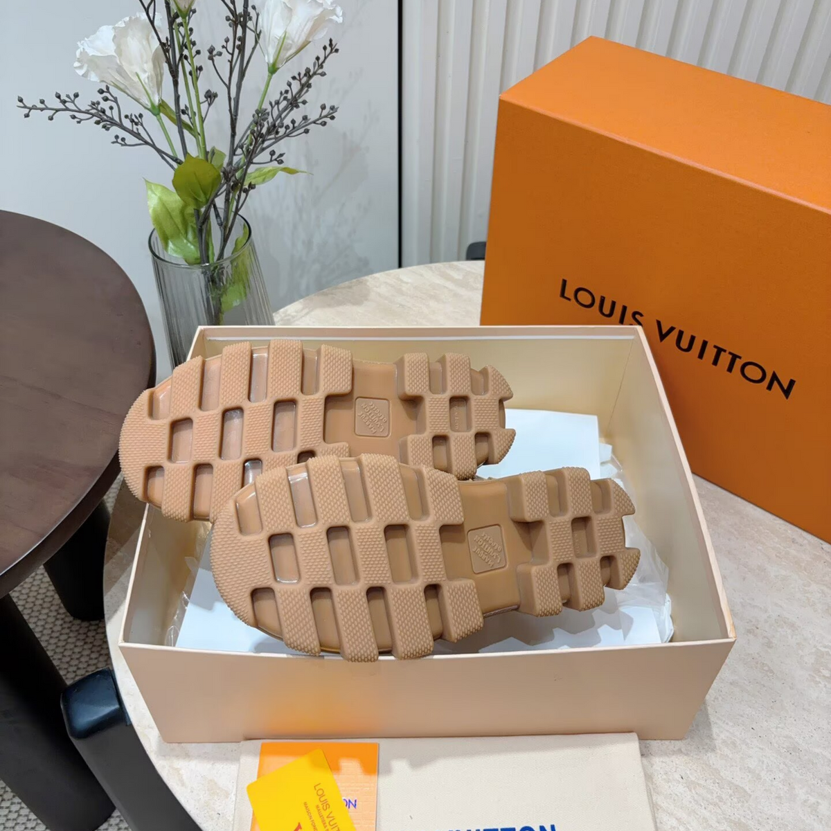 Louis Vuitton Tan High-Top Lace-Up Sneakers