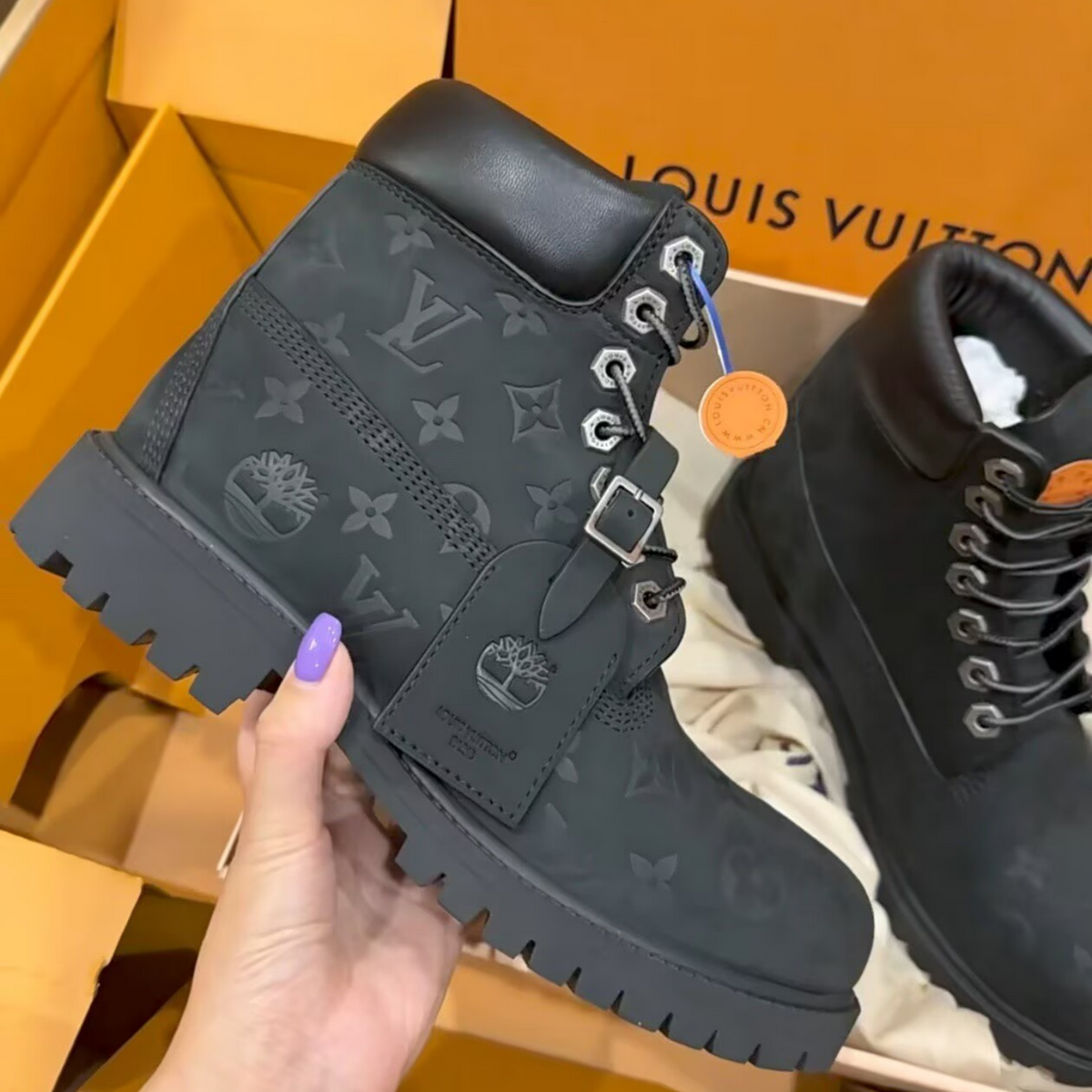 Louis Vuitton × Timberland Black Monogram Work Boots