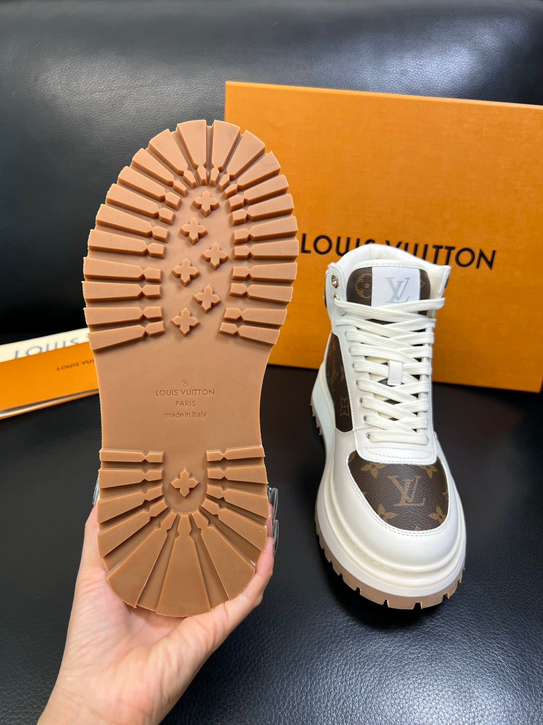 Louis Vuitton White Monogram High-Top Sneakers
