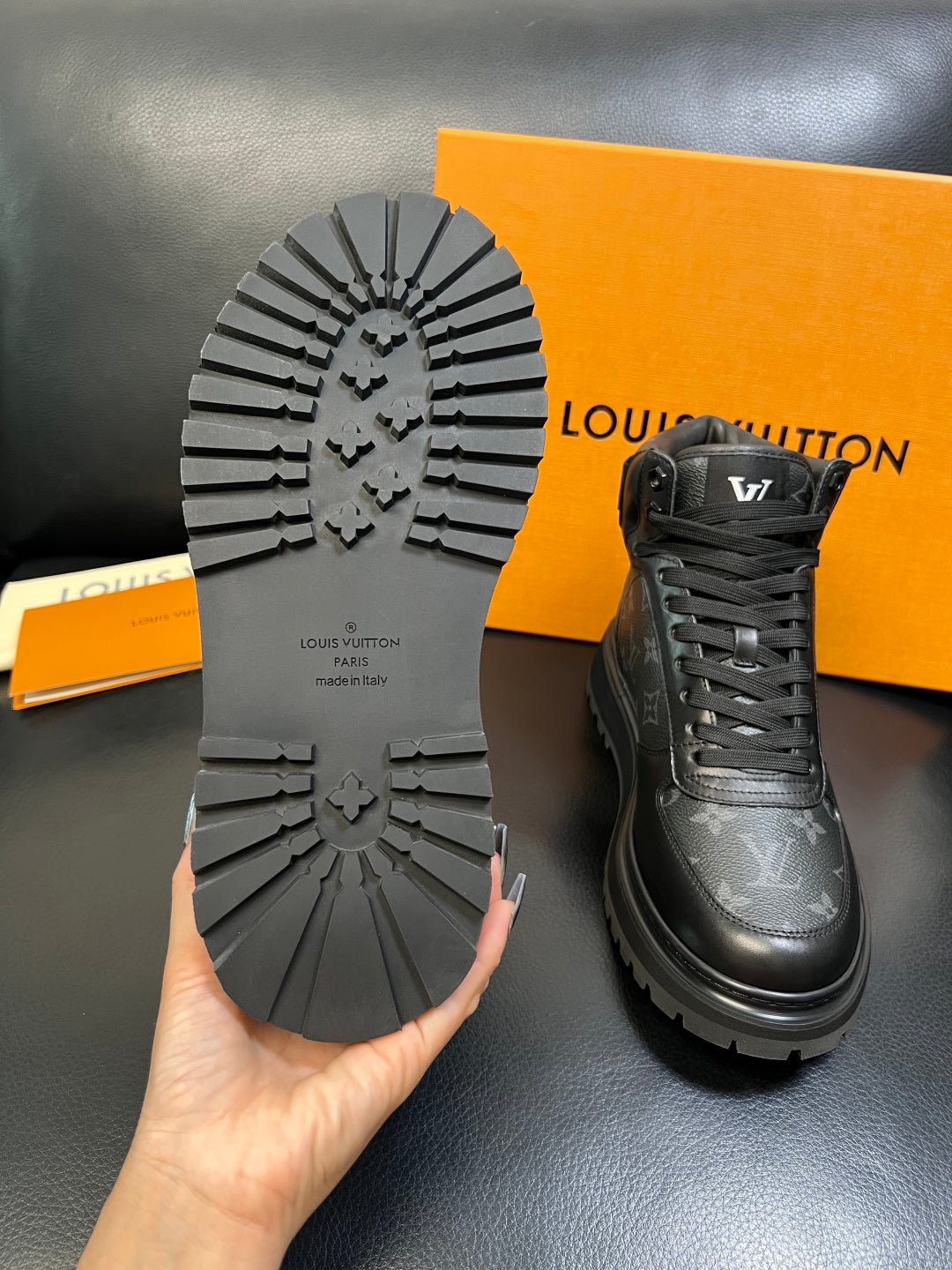 Louis Vuitton Black Monogram High-Top Sneakers