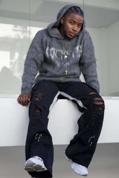 Andros Grey Graphic Knitted Hoodie - image 2