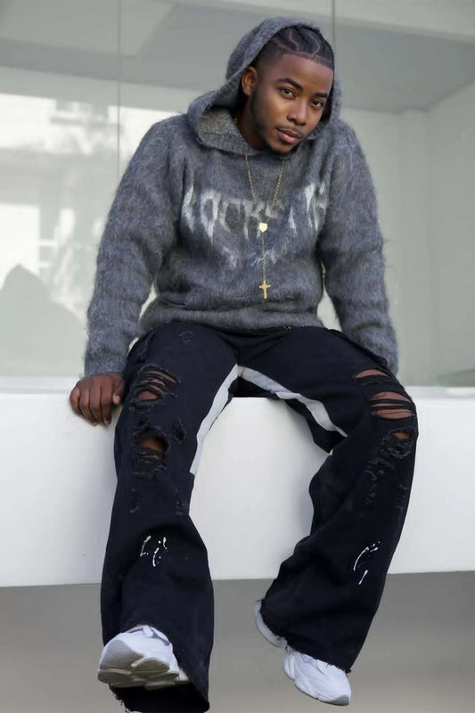 Andros Grey Graphic Knitted Hoodie - image 2