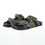 Dior Aqua Double-Buckle Slide Sandals – Olive & Black