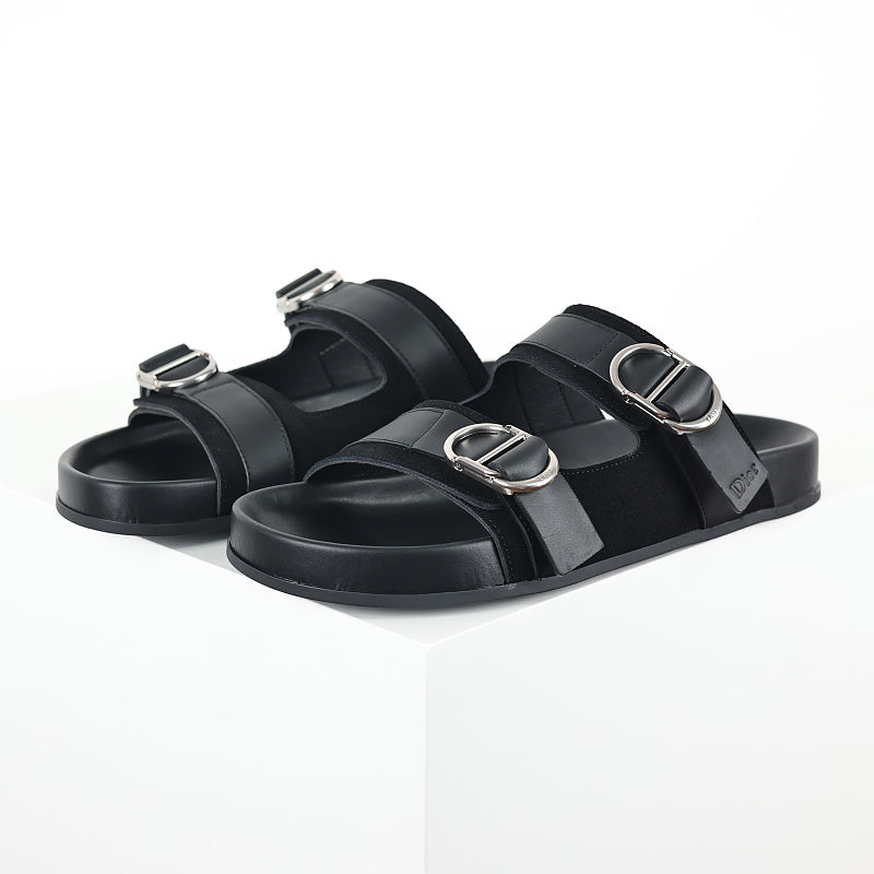 Dior Aqua Double-Buckle Slide Sandals – Black