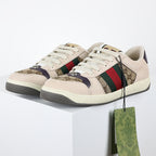 Gucci Screener Low-Top Sneakers – Beige GG Supreme Canvas with Web Stripe