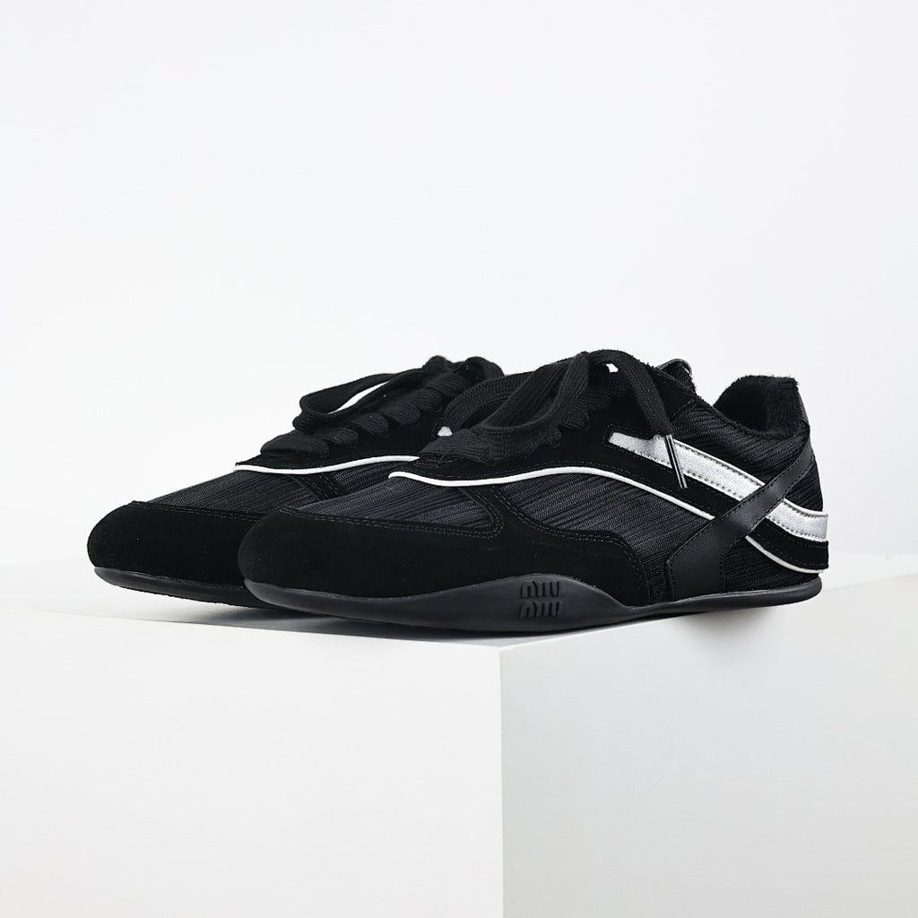 Miu Miu Tyre SS25 Runway Trainer Sneakers in Black
